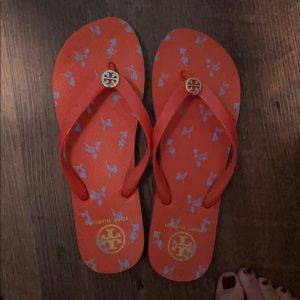 Orange Tory Burch Foam Flip Flops